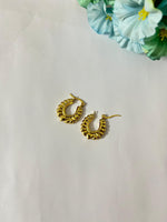 Load image into Gallery viewer, Gold Petal Hoops
