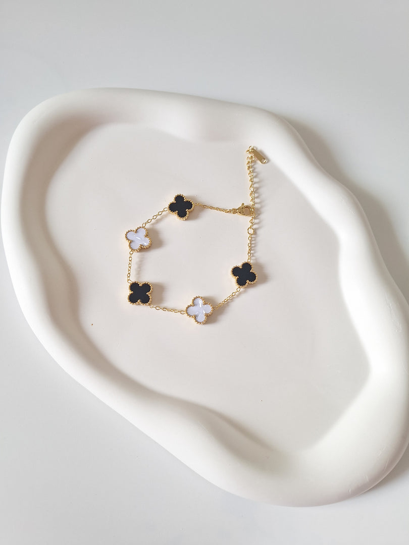 Black & White Clover Bracelet