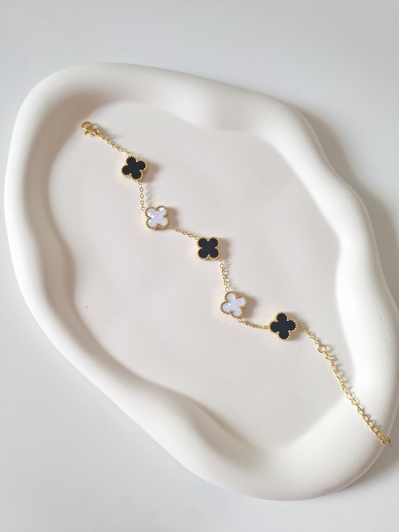 Black & White Clover Bracelet