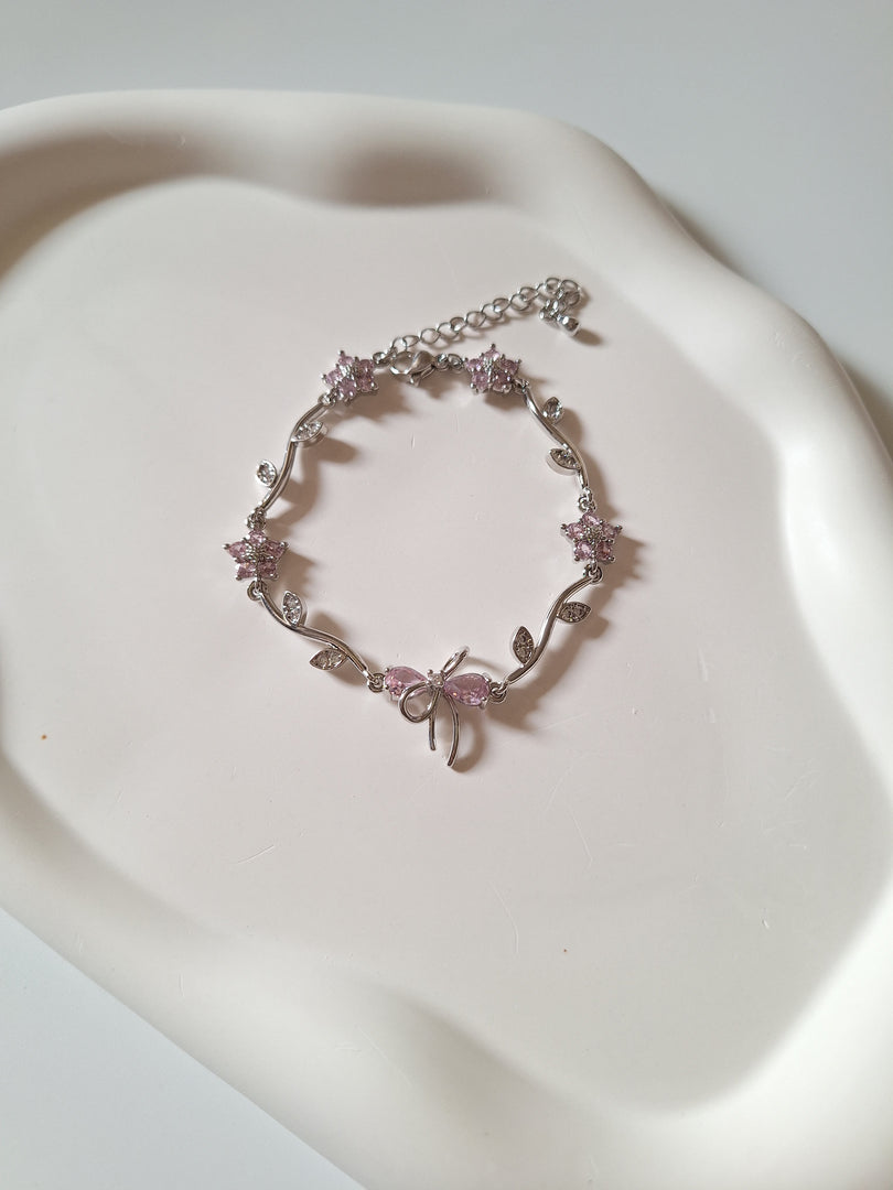Blush Bow Bracelet (Silver)