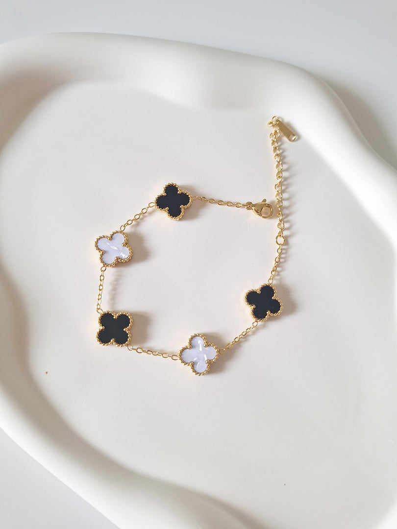 Black & White Clover Bracelet